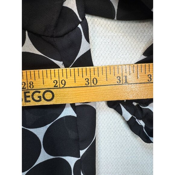 Maggie Barnes Womens Tunic Top Size 4X Black White Polka Dot Beaded Satin - Picture 13 of 16